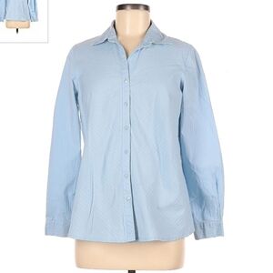 Bundle of Joy Light Blue Stripe Textured Button Up Shirt Women's Medium M EUC
